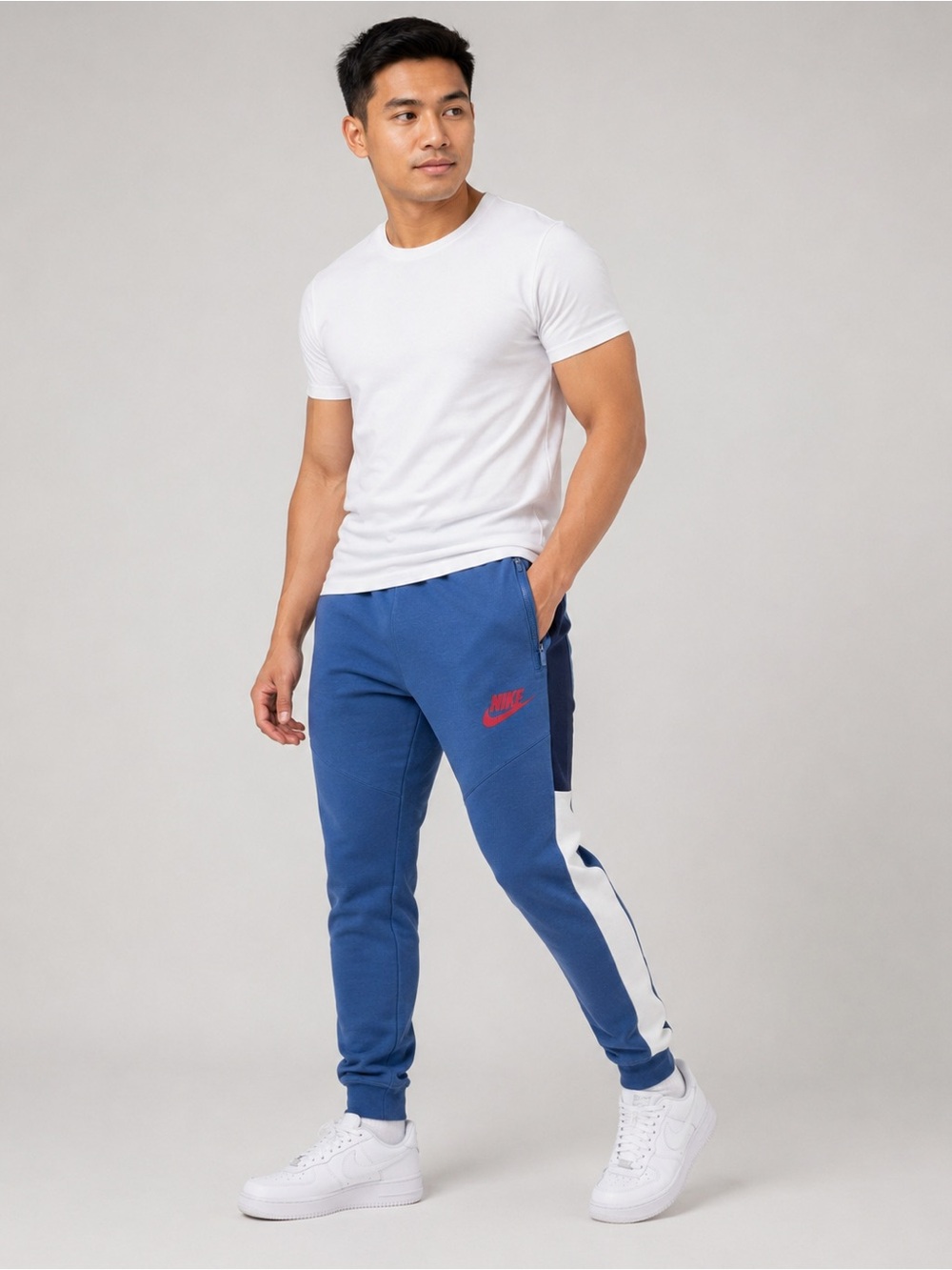 Nike Sportswear Hybrid Fleece Joggers Men’s Large Blue Red DO7232-410